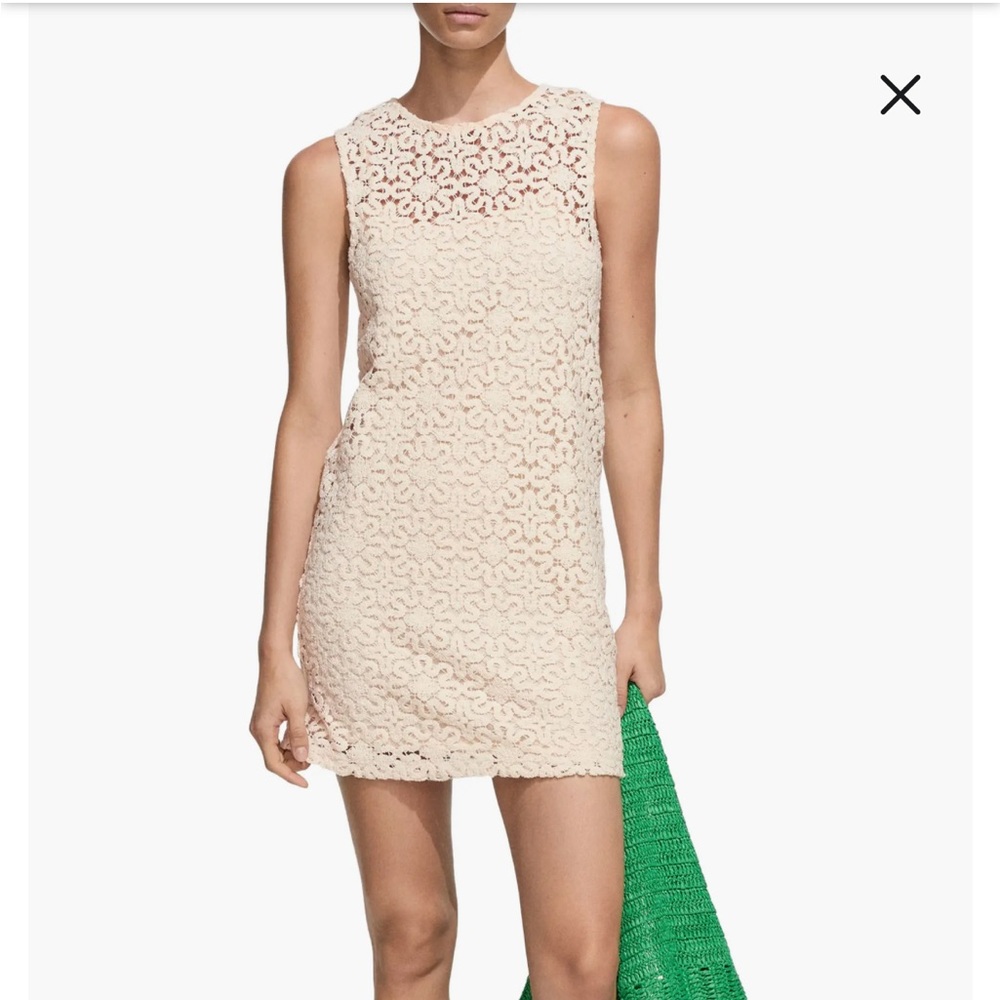 Mango Floral Crochet Dress